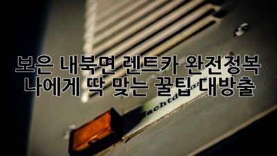보은 내북면 렌트카 완전정복🚗💨 나에게 딱 맞는 꿀팁 대방출!